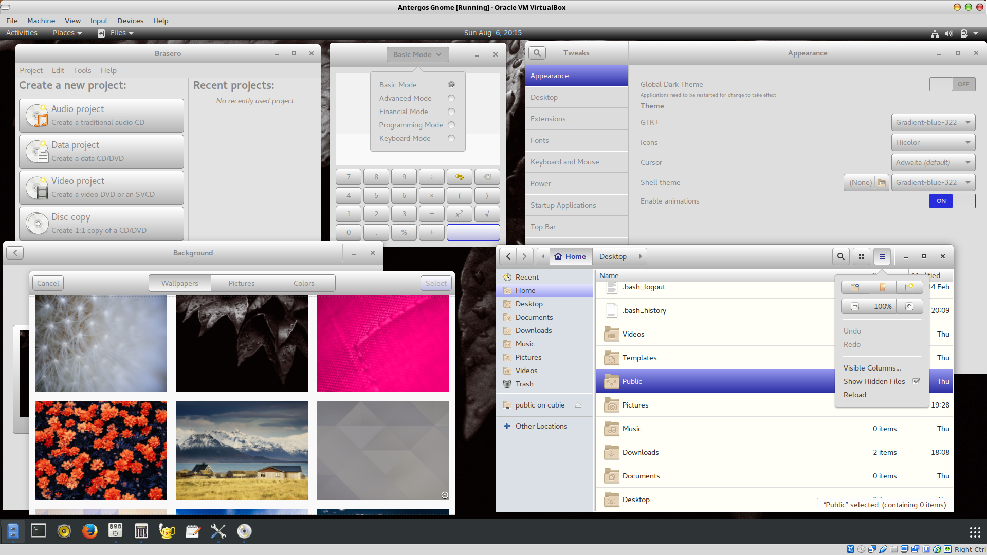 Gradient-blue theme screenshot